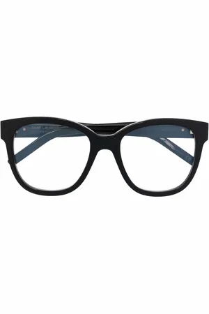 Saint Laurent Polished-effect oversize-frame glasses