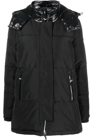 EA7 Contrast-panel hooded padded jacket