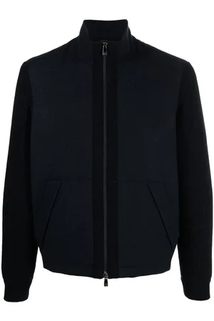 corneliani Knitted-sleeve zipped jacket