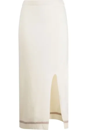LORENA ANTONIAZZI Stripe-trimmed knitted skirt