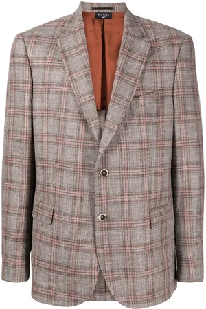 N.PEAL Plaid-check print button blazer