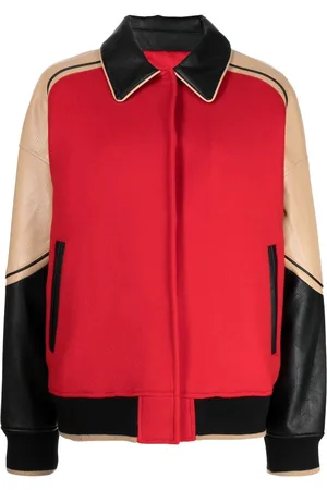 GOEN.J Faux-leather trim wool bomber jacket