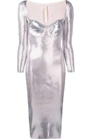 MARIA LUCIA HOHAN Helen metallic sweetheart-neck dress