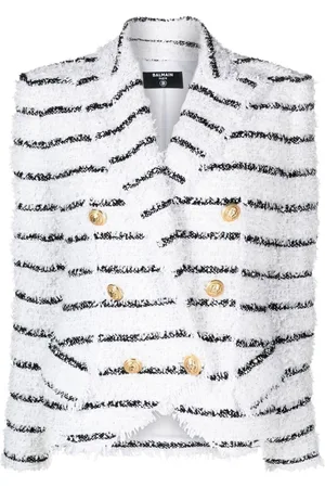 Balmain Striped trurex-tweed jacket