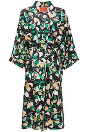 La DoubleJ Leaf print silk robe