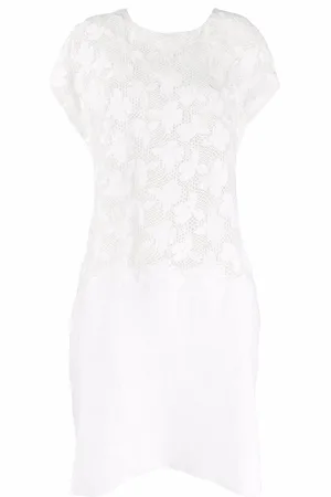 Comme des Garçons Floral-embroidered mesh T-shirt dress