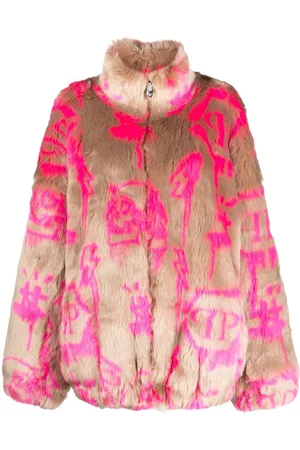 Philipp Plein Monogram-print faux fur coat