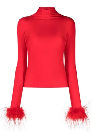 Atu Body Couture Feather-cuff high-neck top