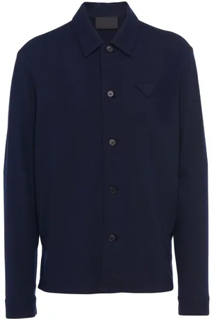 Prada Triangle-logo wool-blend shirt