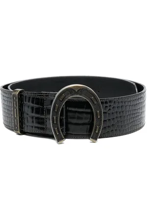 Moschino 2000 horseshoe crocodile-effect leather belt
