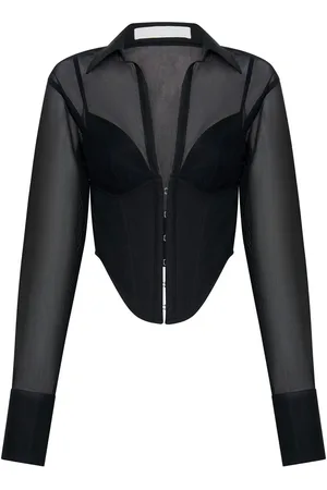 DION LEE Grid sheer corset shirt