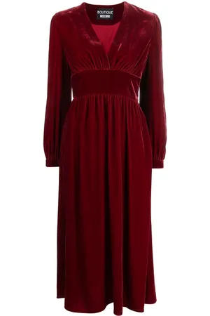 Moschino V-neck velvet midi dress