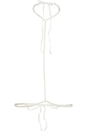 FLEUR DU MAL Ribbon tie pearl harness
