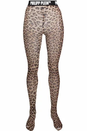 Philipp Plein Leopard-print logo waistband tights