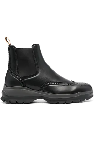 santoni Leather brogue Chelsea boots
