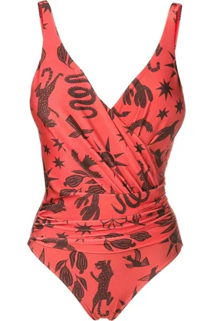 Lygia & Nanny Maisa draped-detail printed swimsuit