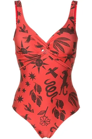 Lygia & Nanny Adriana twist-detail printed swimsuit