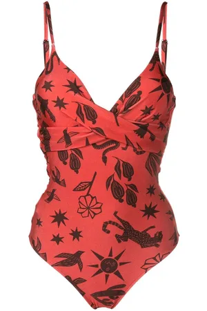 Lygia & Nanny Bianca twist-detail printed swimsuit