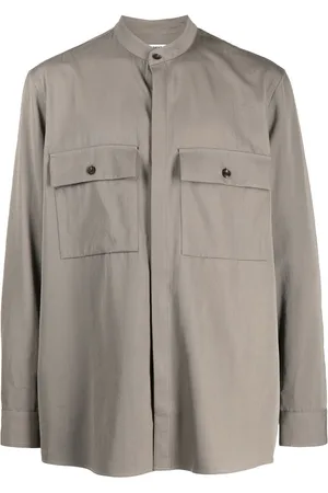 ATTACHMENT Collarless woollen shirt