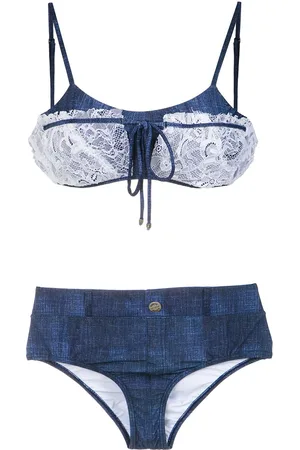 AMIR SLAMA Lace applique denim bikini set