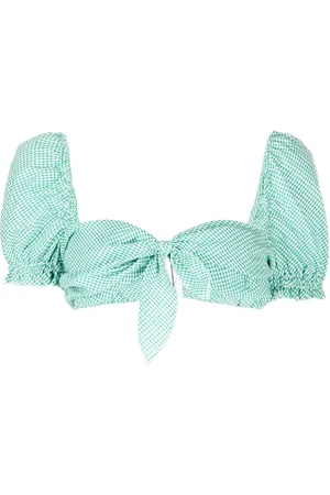 Stefania Vaidani Vichy gingham-print cropped top