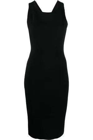 YVES SALOMON Ribbed cross-strap midi dress