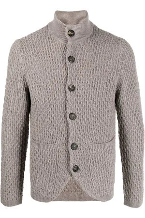 CANALI Textured-knit merino wool cardigan