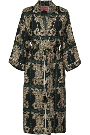 La DoubleJ Tiger-print silk robe