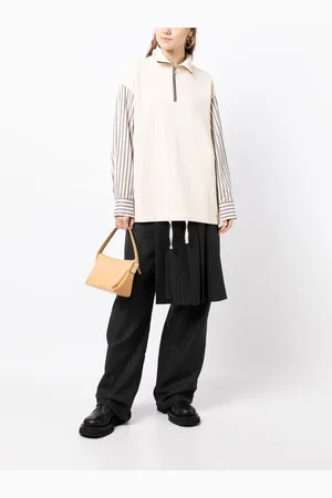 GOEN.J Striped poplin layered shirt-sweatshirt