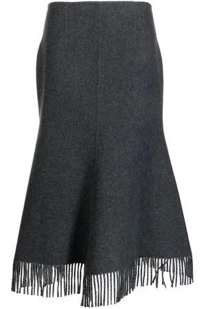 GOEN.J Fringed A-line wool-blend skirt