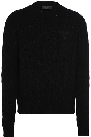 Prada Logo-embroidered cable-knit jumper