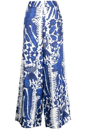 BIYAN Bandana-print silk trousers