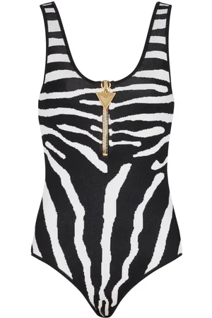 Balmain Zebra-print zip-up bodysuit