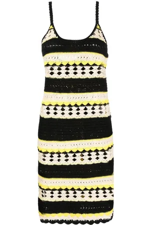 Ganni Striped open-knit minidress