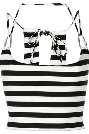 MONSE Striped halterneck cropped top