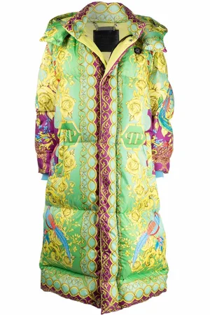 Philipp Plein Baroque-print long padded jacket
