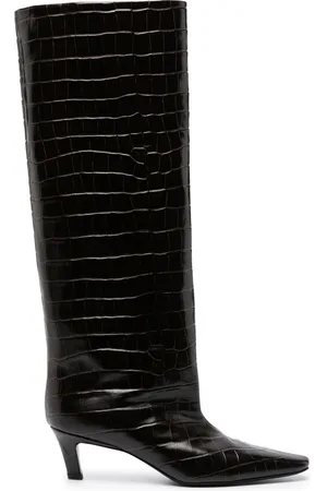 Totême Crocodile-embossed knee-high boots