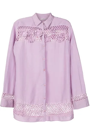 AMIR SLAMA Floral-lace detail oversize shirt