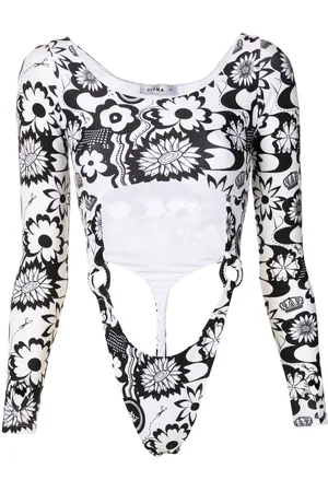 AMIR SLAMA Floral-print cut-out top