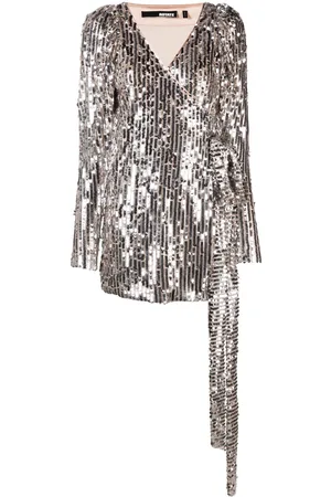ROTATE Sequin-embellished V-neck dress