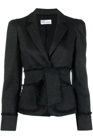 VALENTINO GARAVANI 2000s lace-trimmed belted jacket