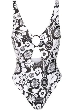AMIR SLAMA Floral-print cut-out swimsuit