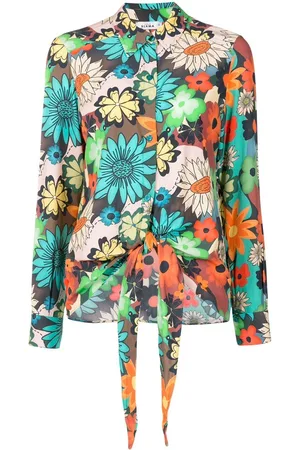 AMIR SLAMA Floral-print tie-fastened shirt