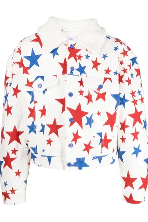 ERL Star print faux-fur collar denim jacket