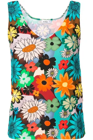 AMIR SLAMA Floral-print V-neck vest top