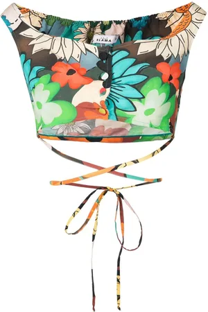 AMIR SLAMA Floral-print off-shoulder top