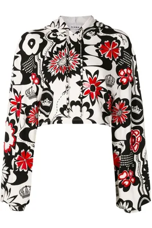 AMIR SLAMA Floral-print cropped hoodie