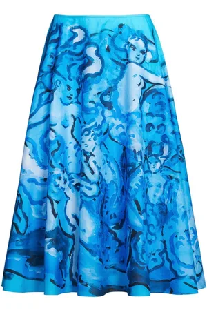 Marni Painterly-print A-line skirt