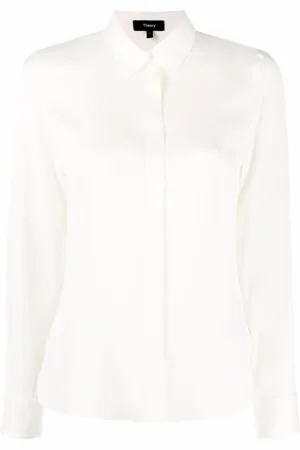 THEORY Long-sleeve silk shirt