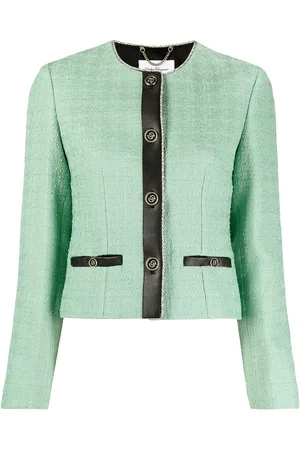 Salvatore Ferragamo Leather-trim tweed jacket